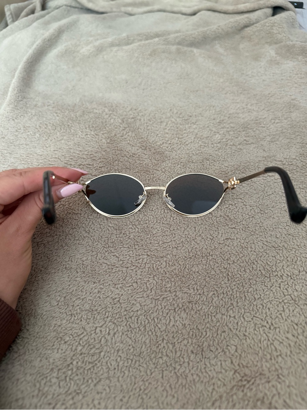 Miu Miu Gold Frame Black Lens Women's Sunglasses - Picture 3 of 4